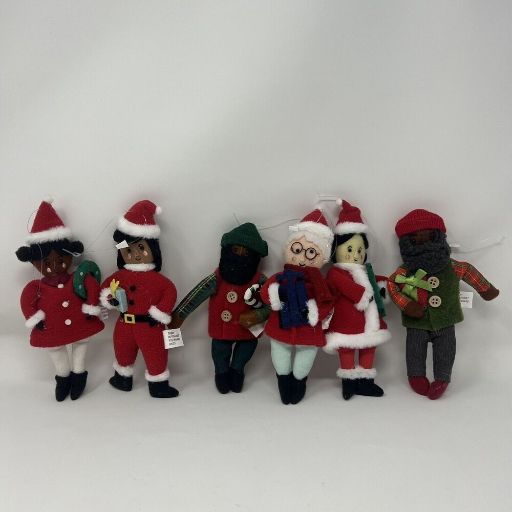 Felt Plush Christmas Ornaments 6-7" Dressed plush Felt 6 Unique Ornaments